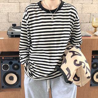 Long-sleeve Striped T-shirt T-shirt - Stripe - Black & White - One Size