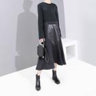 Studded Long-sleeve Midi Shift Dress
