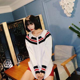 Striped Panel Oversized Shirt