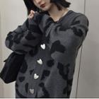 Leopard Print Cardigan 20509:28383 - Gray - One Size