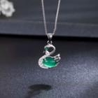 925 Sterling Silver Gemstone Swan Pendant Necklace Without Chain - 925 Silver - As Shown In Figure - One Size