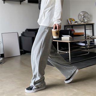 High-waist Fleece Loose Fit Straight Cut Pants