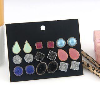 Resin Geometric Earring (9 Pairs) As Shown In Figure - One Size