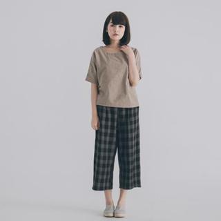 Plaid Cropped Wide-leg Pants