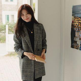 Double-button Glen-plaid Coat