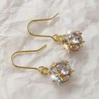 Gemstone Ball Drop Earring 1 Pair - 1860 - Silver Rhinestone - Gold - One Size