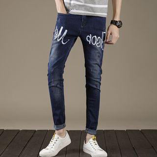 Letter Skinny Jeans