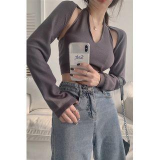 Set: Cropped Halter Top + Cape Top