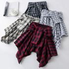 Tie-waist Plaid Mini A-line Skirt