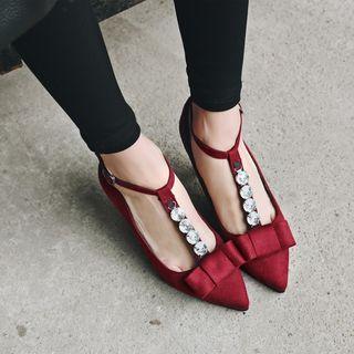 Bow T-strap Kitten Heels