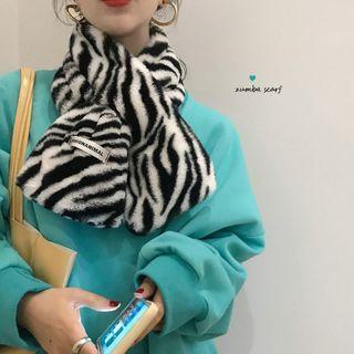 Zebra-print Fleece Scarf Zebra - One Size