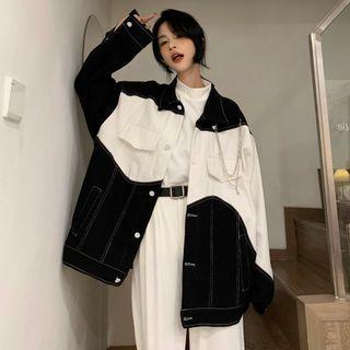 Two Tone Oversized Denim Jacket