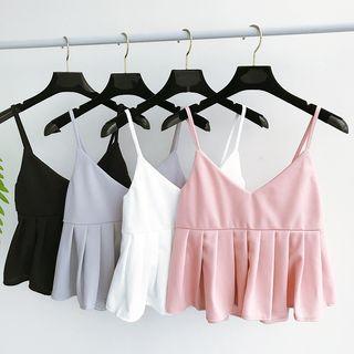 Plain Ruffle V-neck Camisole Top