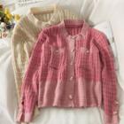Glitter Button-up Knit Top
