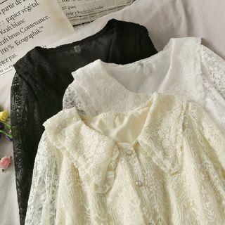 Peter Pan-collar Ruffled Lace Shirt