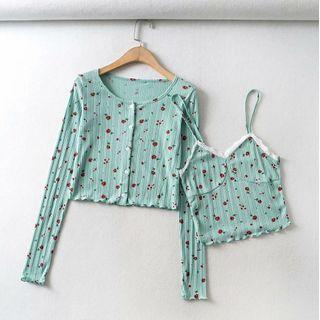 Set: Floral Cardigan + Floral Lace Top
