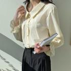 Pleated Bell-cuff Blouse