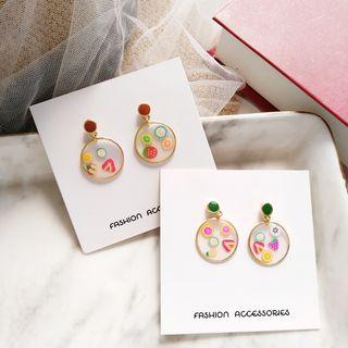 Printed Disc Dangle Earring