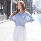 V-neck 3/4-sleeve Cotton Top