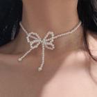 Faux Pearl Bow Choker 1 Pc - Faux Pearl Bow Choker - One Size