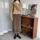 Cardigan / Pleated Midi Skirt
