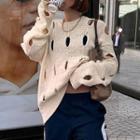 Long-sleeve Cut-out Oversize Knit Top