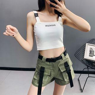 Buckled-strap Sleeveless Crop Top