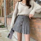 Buttoned A-line Pleated Skort