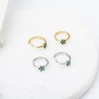 Flower Rhinestone Sterling Silver Hoop Earring