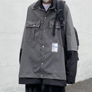 Mock Two Piece Panel Button Cargo Windbreaker