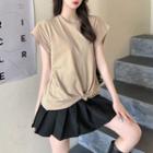 Short-sleeve Plain Knot Top