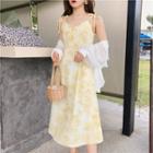 Sheer Loose-fit Shirt / Floral Sleeveless Dress