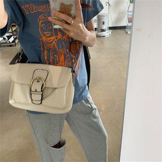 Wide Strap Flap Crossbody Bag White - One Size