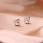 Cow Earring 1 Pair - Silver - One Size