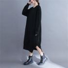 Round-neck Split Midi Knit Dress