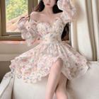 Ruffle-trim Floral Mini Dress