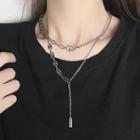 Asymmetrical Alloy Y Necklace Silver - One Size