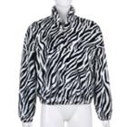 Zebra Print Half-zip Sweatshirt