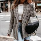Houndstooth Plaid Single-breasted Blazer