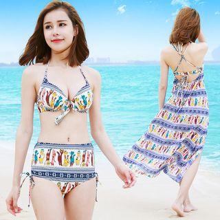 Set: High-waist Printed Bikini + Cover Up
