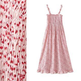 Dot Print Frill Maxi Dress
