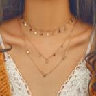 Alloy Rhinestone Star Layered Choker Necklace 1 Pc - 3622 - One Size