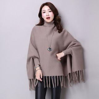 Turtleneck Tasseled Cape