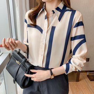 Striped Print Chiffon Shirt