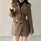 Double Breast Plaid Coat As Shown In Figure - One Size