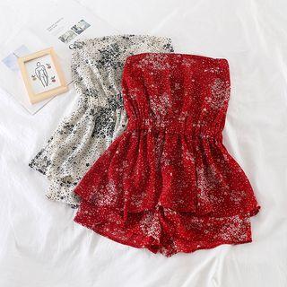 High-waist Wide-leg Chiffon Playsuit