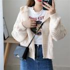 Open-front Hooded Cable Knit Cardigan
