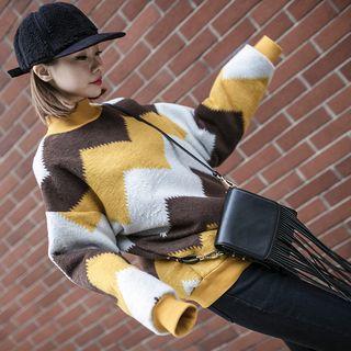 Chevron Mock-neck Pullover