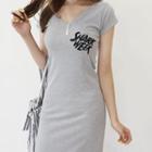 Letter-printed Maxi T-shirt Dress
