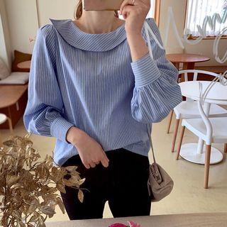 Round-collar Striped Blouse
